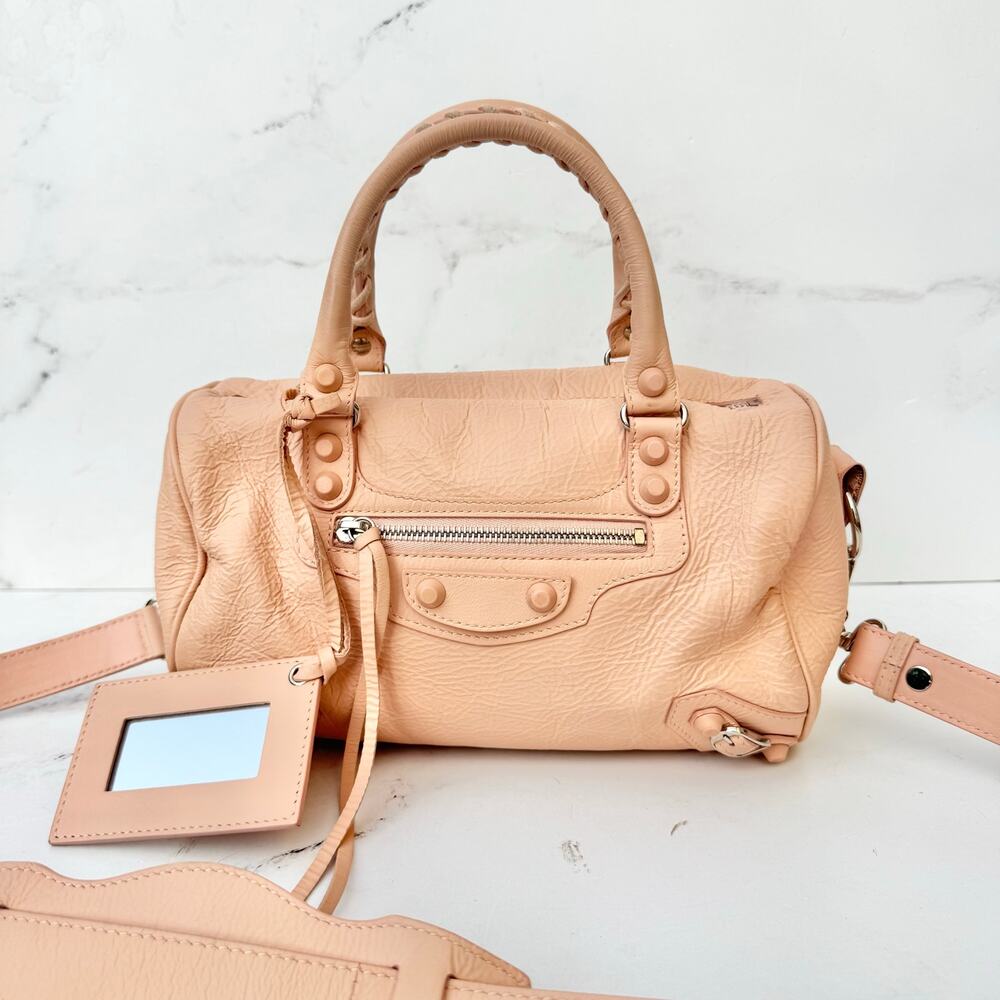Balenciaga Mini Twiggy Motocross Bag Rose Poudre